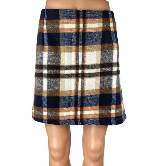 IDEALSANXUN Multicolor Wool Plaid Checkered Mini Straight Pencil Skirt Size XL - Picture 1 of 5